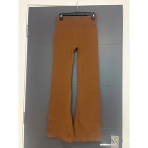 OQQ Brown Ribbed Seamless Flare Yoga Pants High Waisted Leggings Womens XL